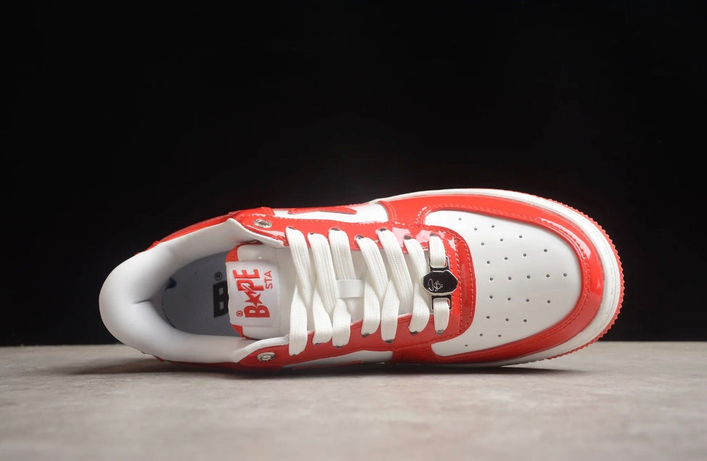 A Bathing Ape BAPE STA Low Red/White Patent Leather