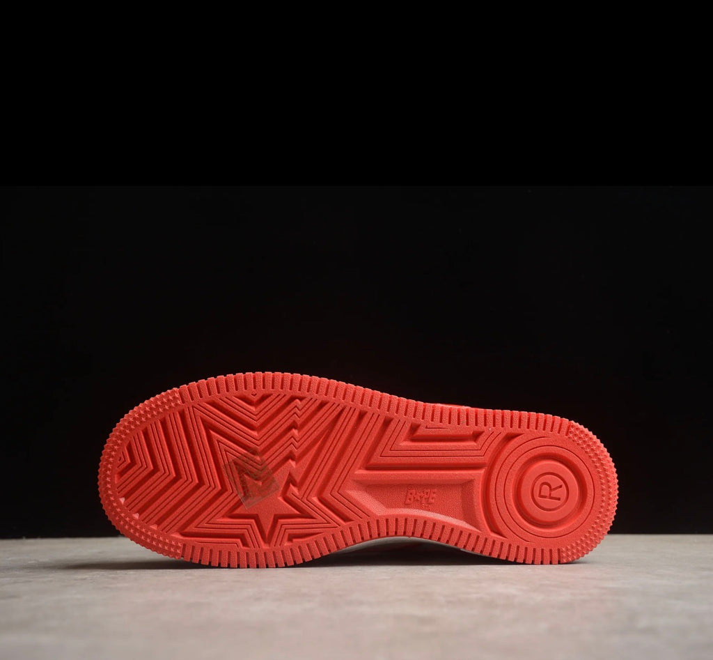 A Bathing Ape BAPE STA Low Red/White Patent Leather