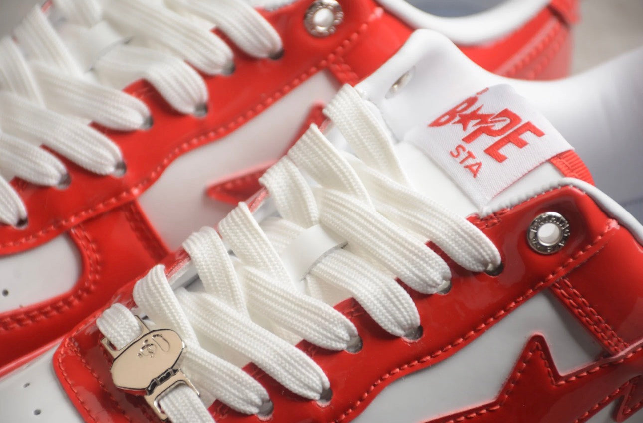 A Bathing Ape BAPE STA Low Red/White Patent Leather
