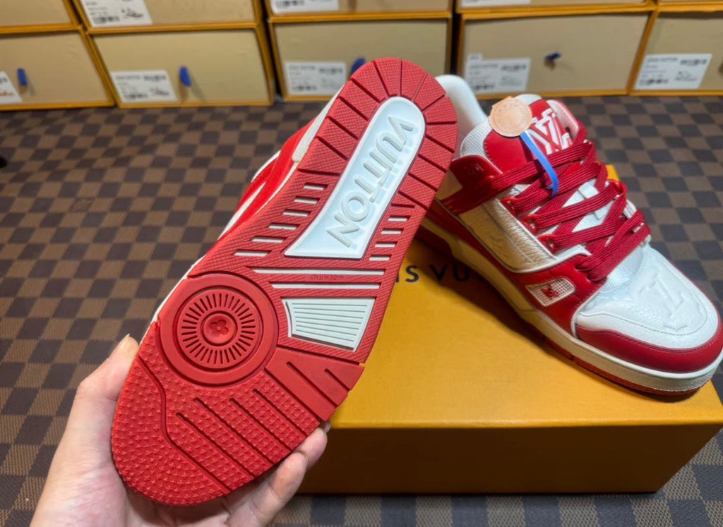 Louis Vuitton LV Trainer Red White Men’s Luxury Sneakers Designer Shoes