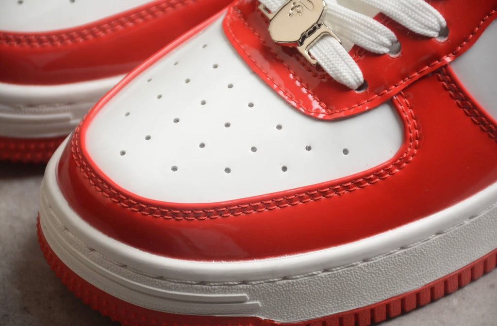 A Bathing Ape BAPE STA Low Red/White Patent Leather