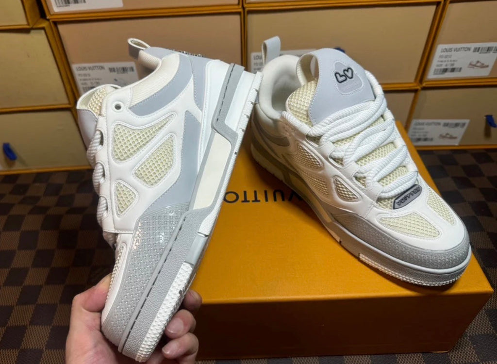 Louis Vuitton LV Trainer White Silver Sneakers Men’s Luxury Designer Shoes New