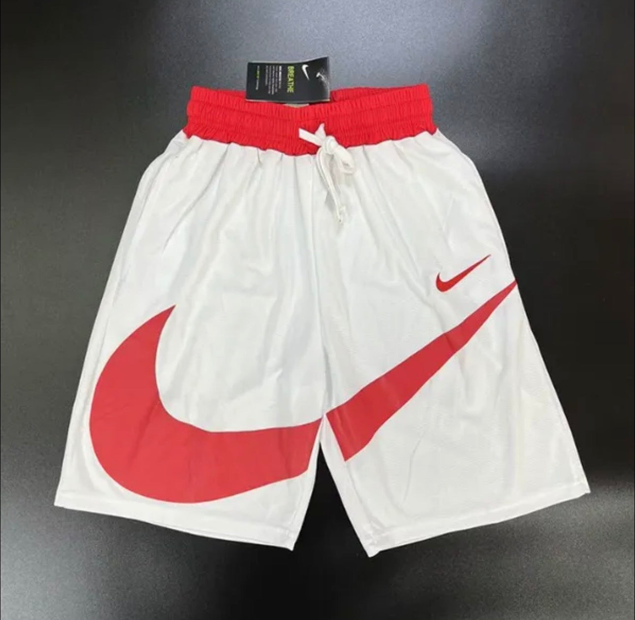 Nike Sports Shorts White/Red Athletic Drawstring Shorts