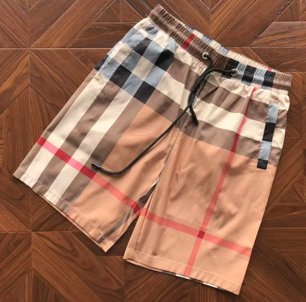 Burberry Check Swim Shorts Beige Nova Check Men’s Designer Luxury Beach Shorts