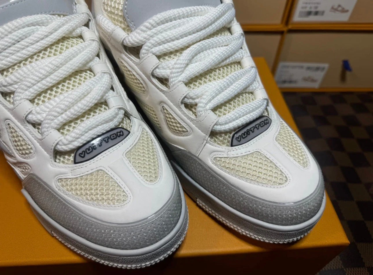 Louis Vuitton LV Trainer White Silver Sneakers Men’s Luxury Designer Shoes New