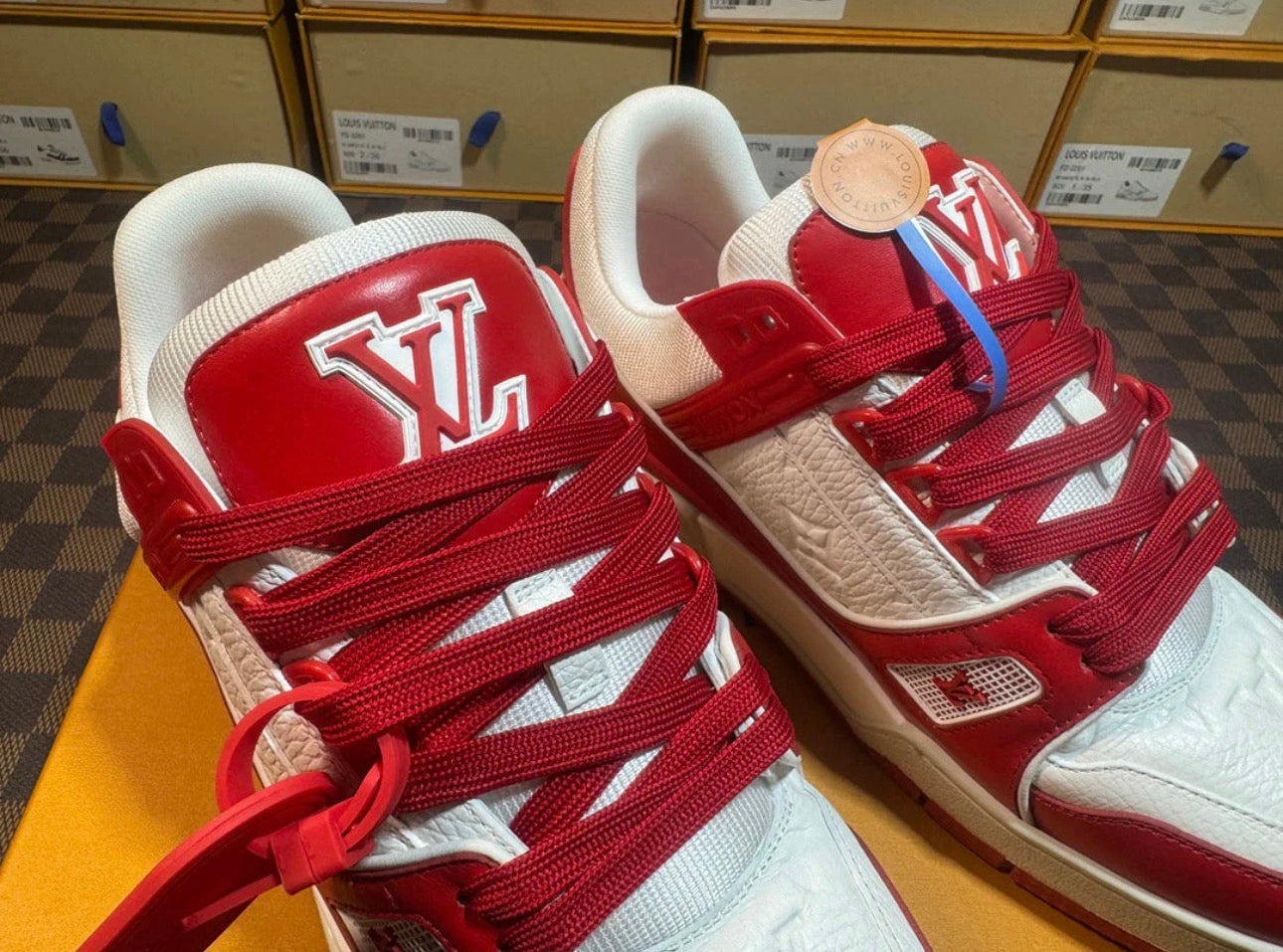 Louis Vuitton LV Trainer Red White Men’s Luxury Sneakers Designer Shoes