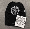 Chrome Hearts Style Cross Long Sleeve T-Shirt Black White Gothic Streetwear Unisex