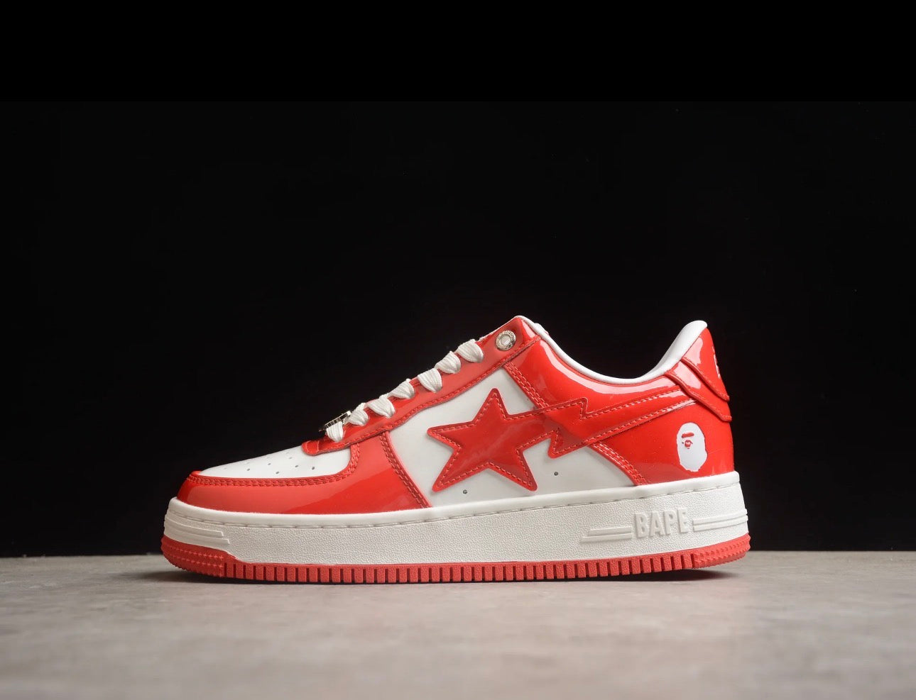A Bathing Ape BAPE STA Low Red/White Patent Leather