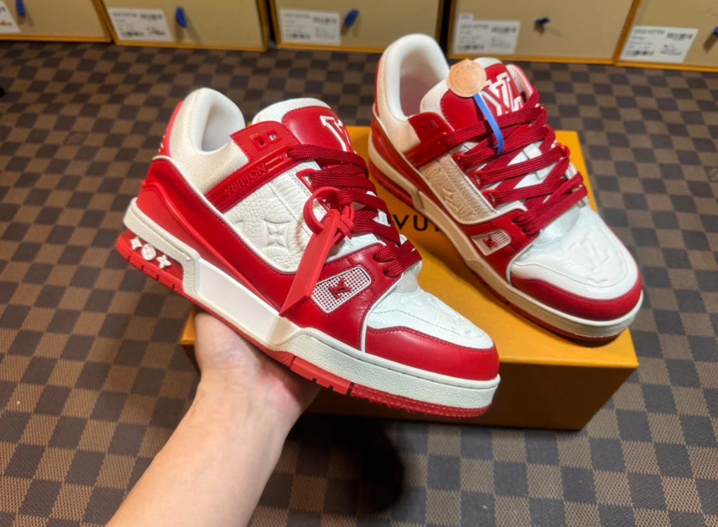 Louis Vuitton LV Trainer Red White Men’s Luxury Sneakers Designer Shoes