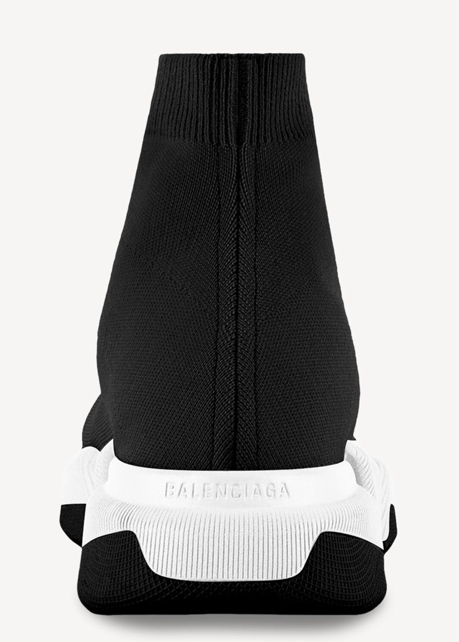 Balenciaga Speed Trainer Black White Knit Sock Sneakers