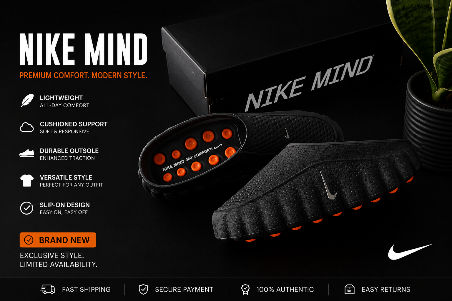 Nike Mind Black Premium Slides