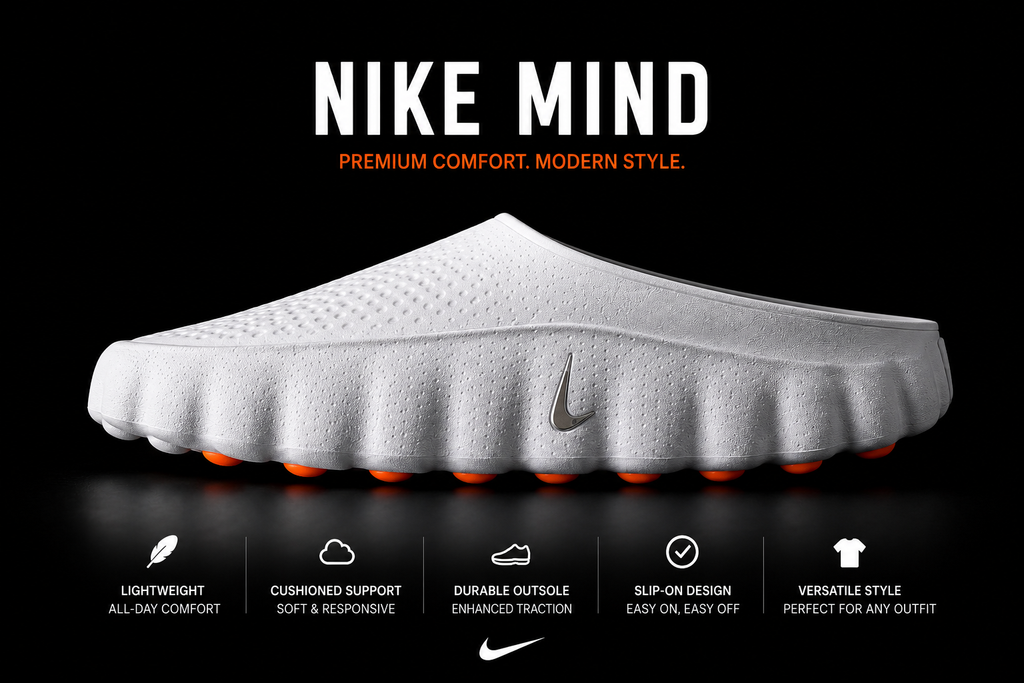 Nike Mind White Orange – Premium Comfort Slip-On Sneakers